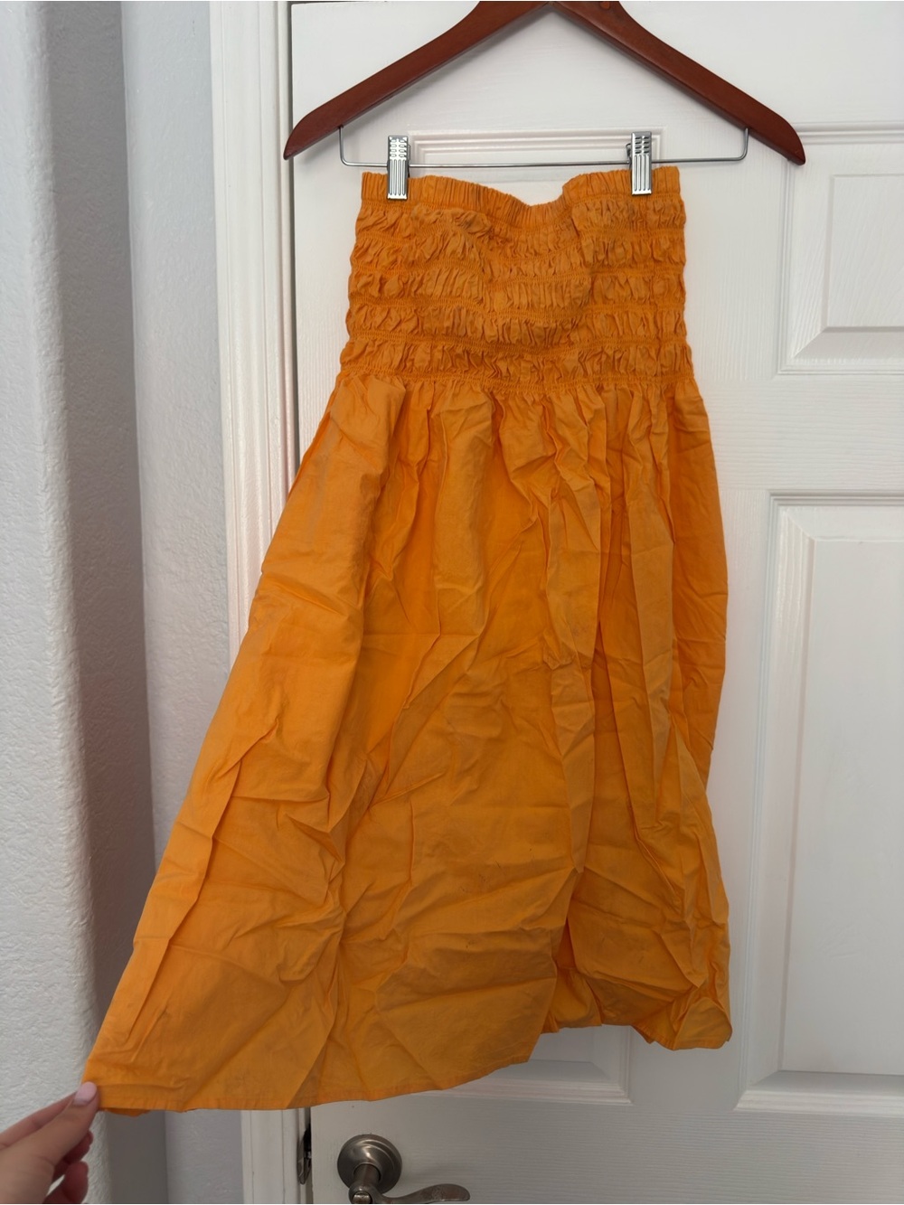 Rails Orange Smocked Midi Skirt